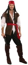Mens Pirate Costume Sparrow Swashbuckle Jack Fancy Dress One Size Halloween