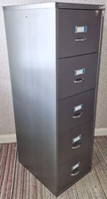 ORIGINAL Clear Lacquered Finish 5 Drawer Bisley Filing Cabinet - Very Rare