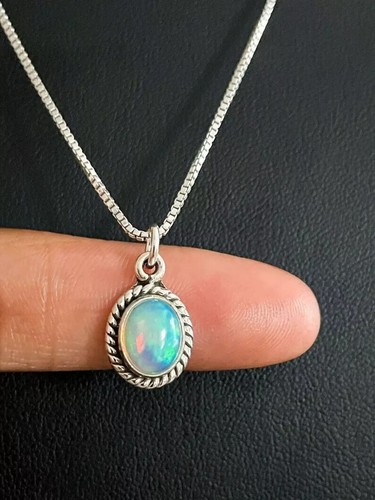 Rainbow opal tiny pendant 925 - opal,