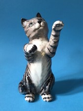 CUTE RARE COLLECTABLE BESWICK GREY SWISS ROLL CAT KITTEN FIGURINE FREE UK P+P