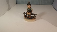 1960s Goebel Hummel Boy on a Fence Figurine Wayside Harmony, W-Germany (damaged)