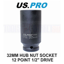 US PRO Tools 32mm 1/2" dr 12 Point Deep Hub Nut Socket, Gearbox etc 3483