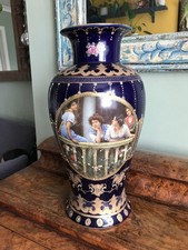 Antique Royal Limoges cobalt blue and gold vase,