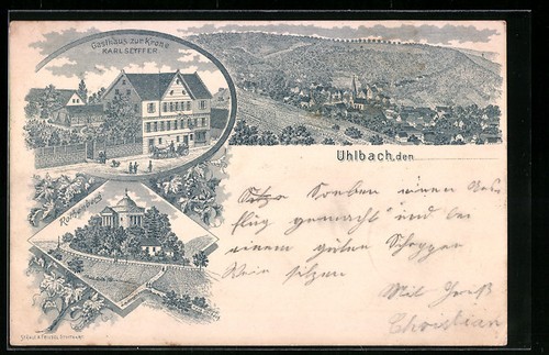 Lithograph uhlbach gasthaus - lithograph,