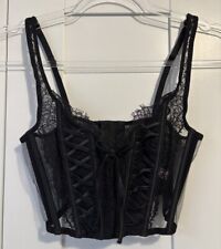 Victoria's Secret Women's Black Lace Floral Sheer Corset XS/XP Extra Small
