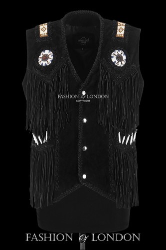 Mens leather vest black suede - leather,