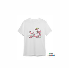 Pink Panther Cartoon Tshirt Spliffy Weed Smoking Joint Retro Clubbing Top Dope