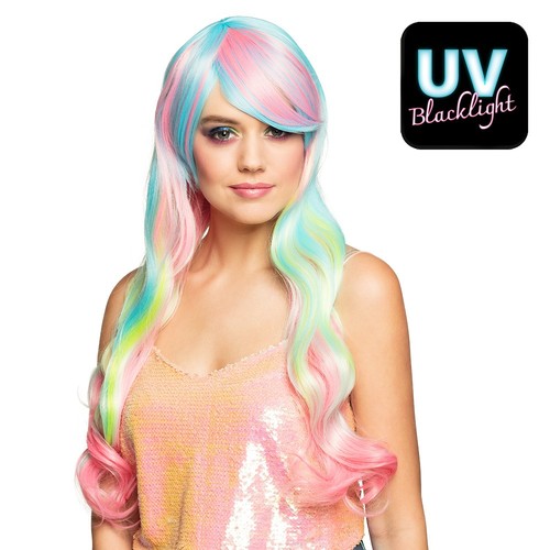 Ladies pastel rainbow - wig, uv
