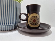 Denby Vintage Mid Century Arabesque Small/Espresso Coffee Mug & Saucer 1970's 