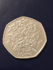 1998 50p Coin-EUROPEAN UNION STARS-Good Circulated Condition