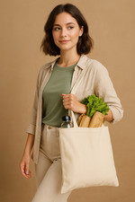 LONG HANDLE Shopping Bag Bright Natural tote Bag For Life 100% Cotton Canvas lot