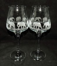New Laser Etched 'ELEPHANT' Wine Glass With Free Gift Box - Beautiful & Unique!