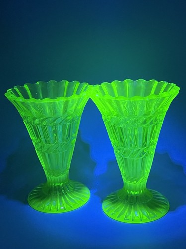 Pair art deco uranium glass - of,