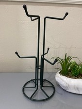 Dark Green Wire Mug Tree Holder–Modern Metal Mug Rack for Kitchen Countertop