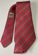 Hermes Tie Red Silk Chain Link