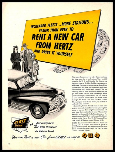 1948 hertz car rental vintage - 1948,