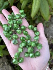 Vintage Green Swirl Glass Beaded Necklace (82cm) 