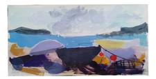 Abstract Contemporary Painting Of Boats On A Beach Titled St Ives