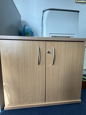 Office Storage Cupboard – Beech Effect – Lockable with 2 Doors