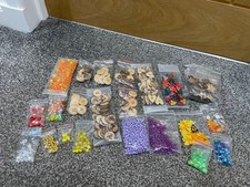 JOBLOT WOODEN BUTTONS - STAR SHAPED DECOR + COLORED BEADS - NEW