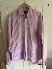 Duchamp Pink White Broad Stripe Double Cuff Shirt (17.5”)