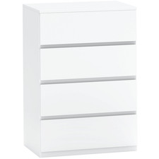 Chest of Drawers White 55x33x80cm Particle Board 4-Drawer Handleless Dresser UK