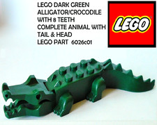 LEGO PART 6026c01 DARK GREEN ALLIGATOR CROCODILE ANIMAL 8 TEETH SNAPPING JAW