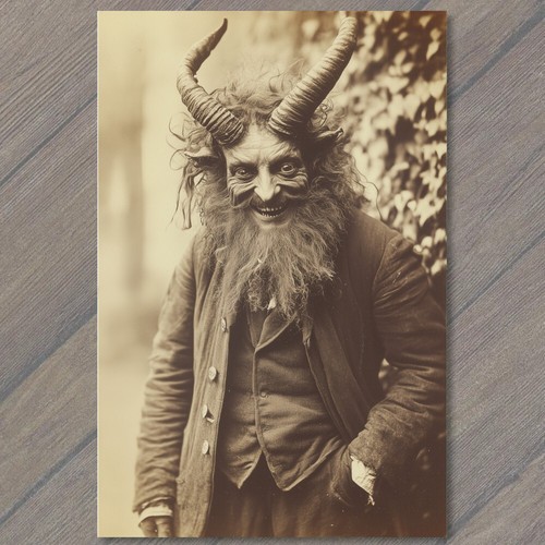 Postcard krampus evil - postcard,