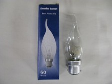 10 x B22 60W Flame Tip Bent Candle CLEAR Lamp Light Bulb 240V Dimmable BC Joblot