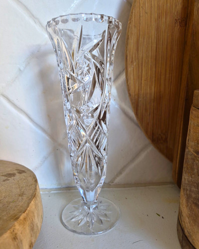 Clear cut glass trumpet flower - trumpet,