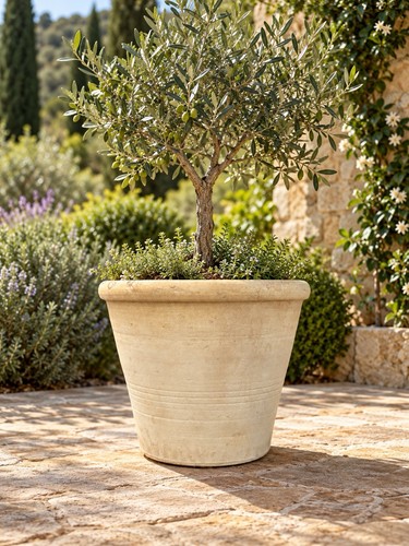 Large beige terracotta round - beige,