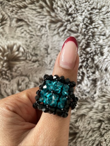 Handmade black blue beaded - handmade,