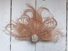 Nude Feather Fascinator Hair Clip Ladies Day Races Party Wedding Hair Accessory
