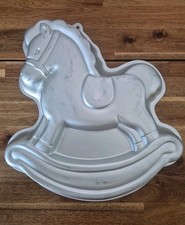 Wilton Woodridge Rocking Horse Shaped Silver Tone Cake Mould Baking Tin Tray '84