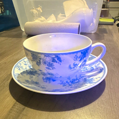 Blue white floral - blue,