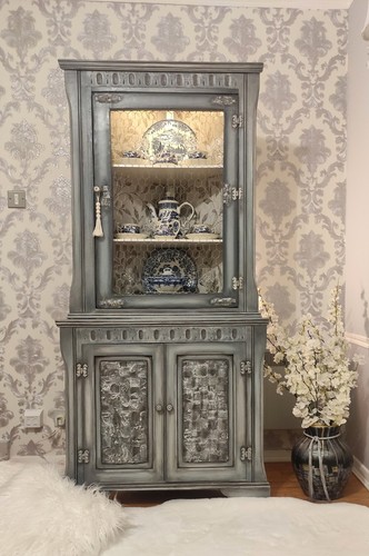 Corner cabinet grey tall - tall, slim