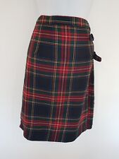 Vintage Skirt Kilt Blue Red Green Check Tartan Pleated Retro Size 14 Smart Work