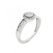 9ct White Gold Diamond Halo