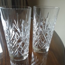 EDINBURGH CRYSTAL | Pair Of Highball Glass Tumblers | Iona Pattern | 5 3/4” High