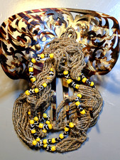 Genuine 1920s Art Deco Flapper Beaded Necklace 50 ins  Tortoiseshell Hair Clip