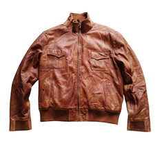 Aviatrix Size 3XL Mens Tan Leather Bomber Jacket Authentic Soul - Preloved GC