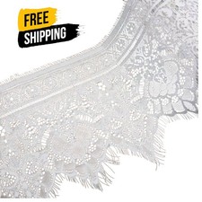 3M Lace Trim Eyelash Edge Scallop 25cm Wide Black Off White Fabric Sewing Craft