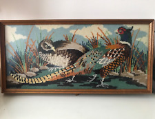 Pheasants Tapestry by Penelope Wm Briggs Wooden Framed - L25.5”x H12.5”