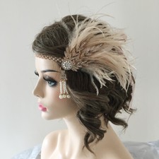 Ostrich Feather Fascinator Hair Clip Headband Gatsby Party Wedding Head Dress