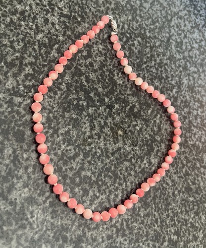 Pink coral necklace 925 - pink, 17”