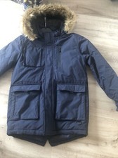 Boys M & S Winter Padded Parka With Detachable Faux Fur Trim