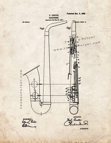 Saxophone patent print old - saxophone,