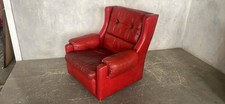 Red leather retro vintage Midcentury arm chair by Gimson Slater
