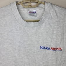 Mesaba Airlines Shirt Mens XL Gray Hanes Beefy T Embroidered Logo Crewneck Tee