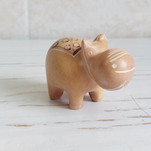 Brown soapstone hippo hand - brown,